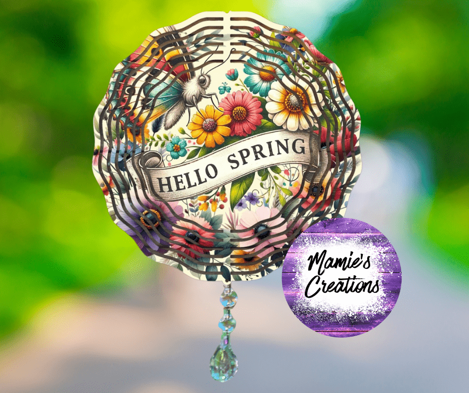 Hello Spring Wind Spinner Porch Decor - Mamie's Creations
