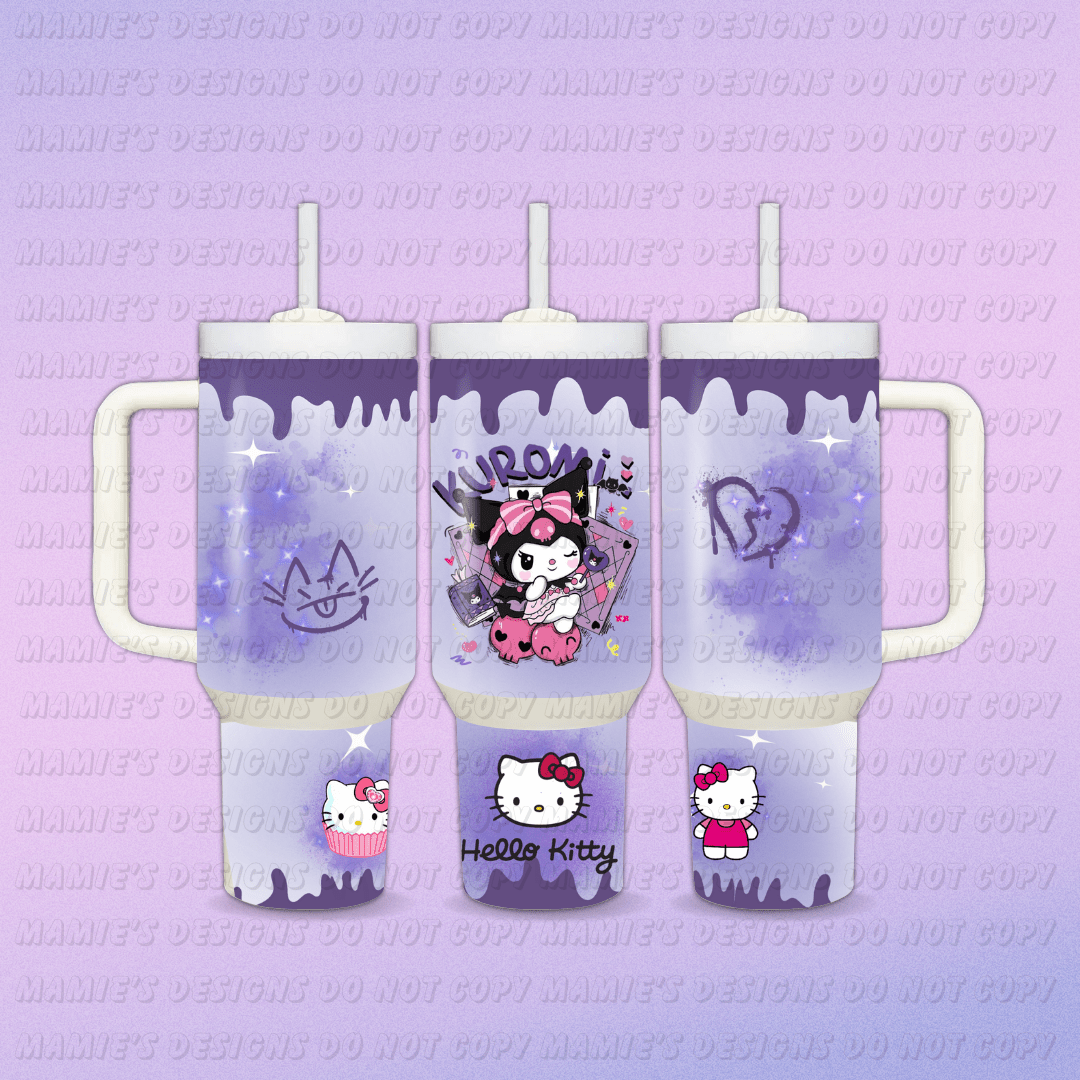 Purple Cat Jester 40oz Tumbler - Mamie's Creations