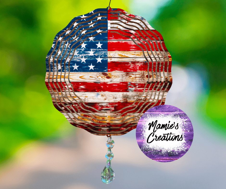 American Flag Wind Spinner Porch Decor - Mamie's Creations