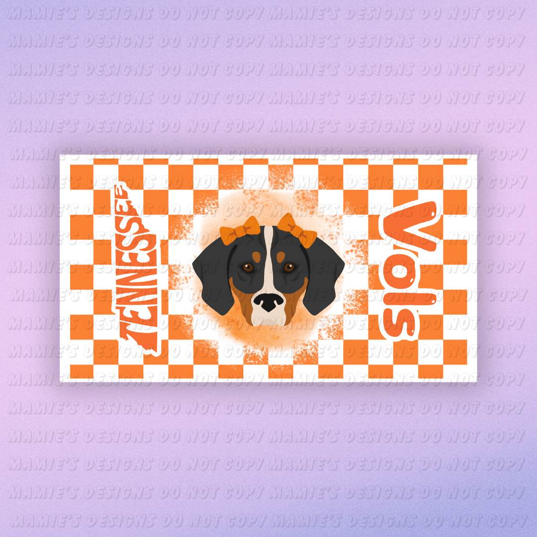 Cute Dog Orange Checkered Design - Mamie's Creations