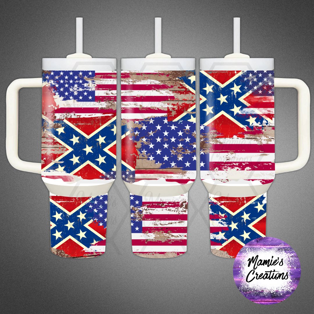 Rebel American Flag 40oz Tumbler - Mamie's Creations