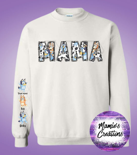 Cow Bluey Mama sweatshirt - Mamie's Creations